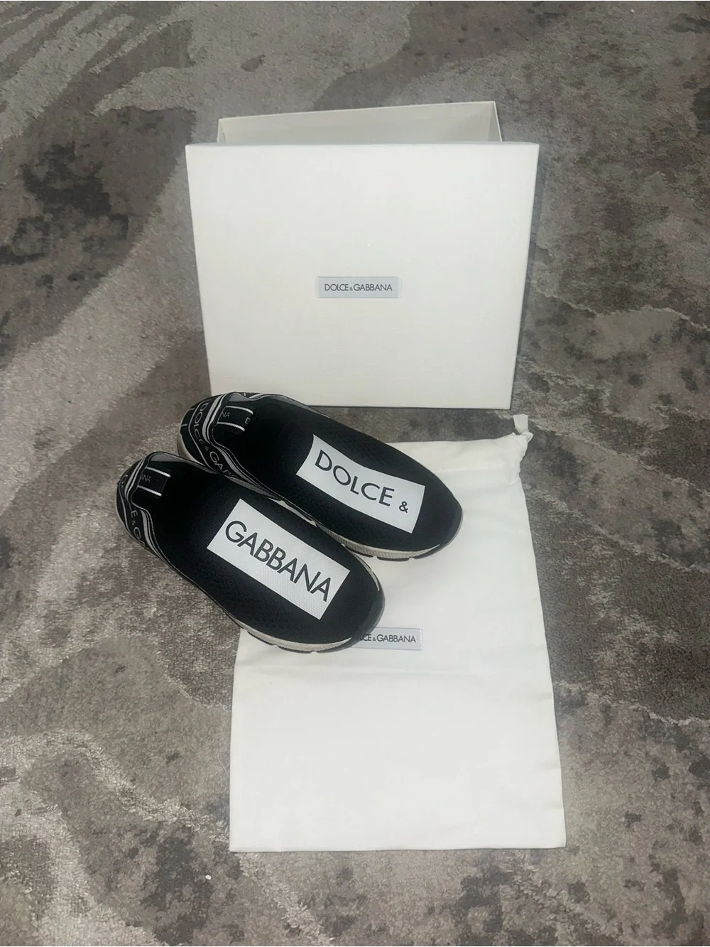 Dolce & Gabbana Black Slip-On Logo Sneakers